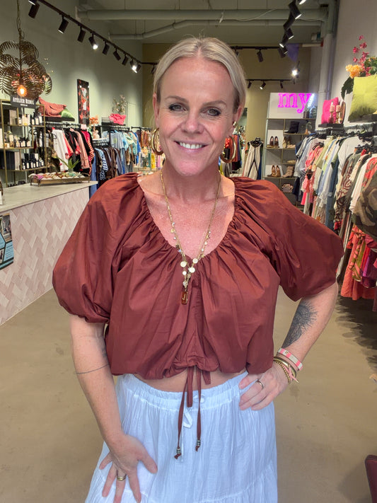 Crop top ballon brown