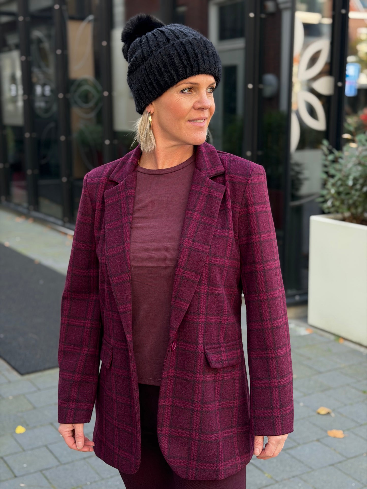 Check blazer Bordeaux
