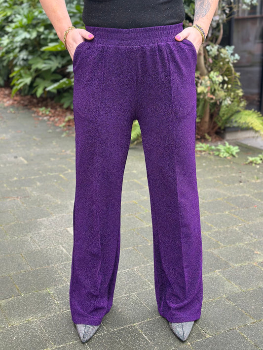 Glitter broek paars