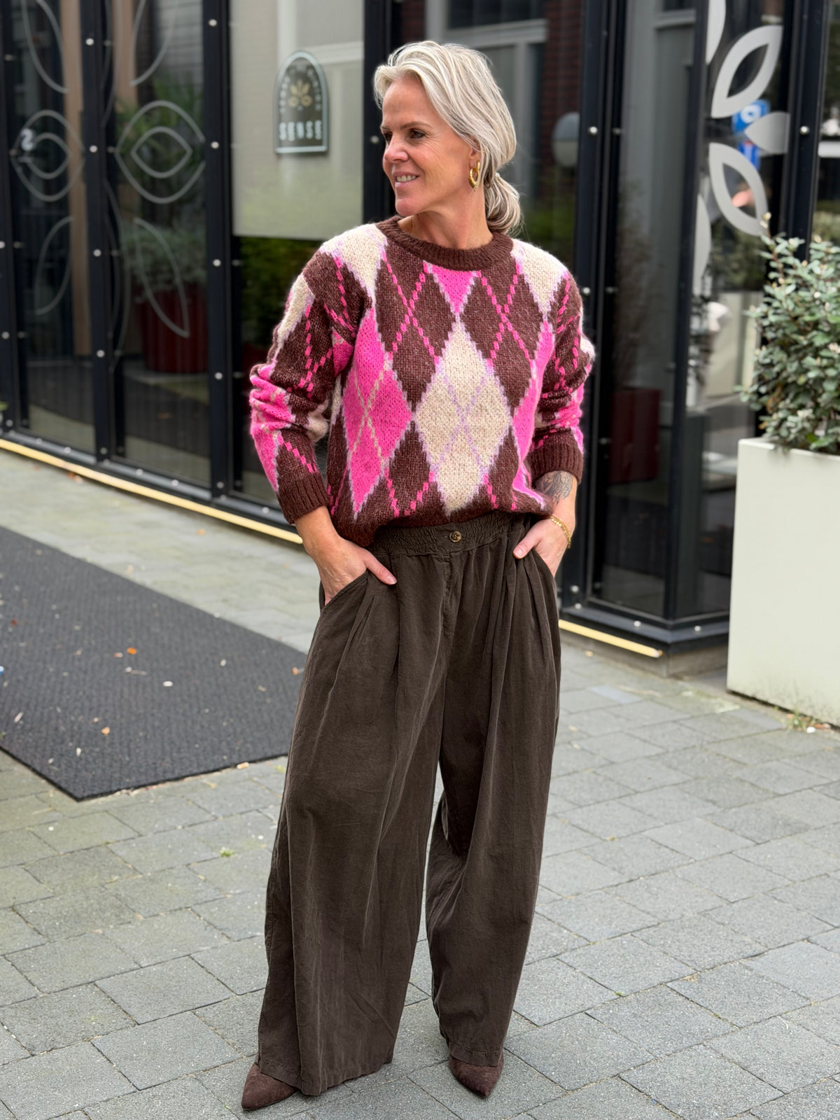 Baggy broek babyrib bruin