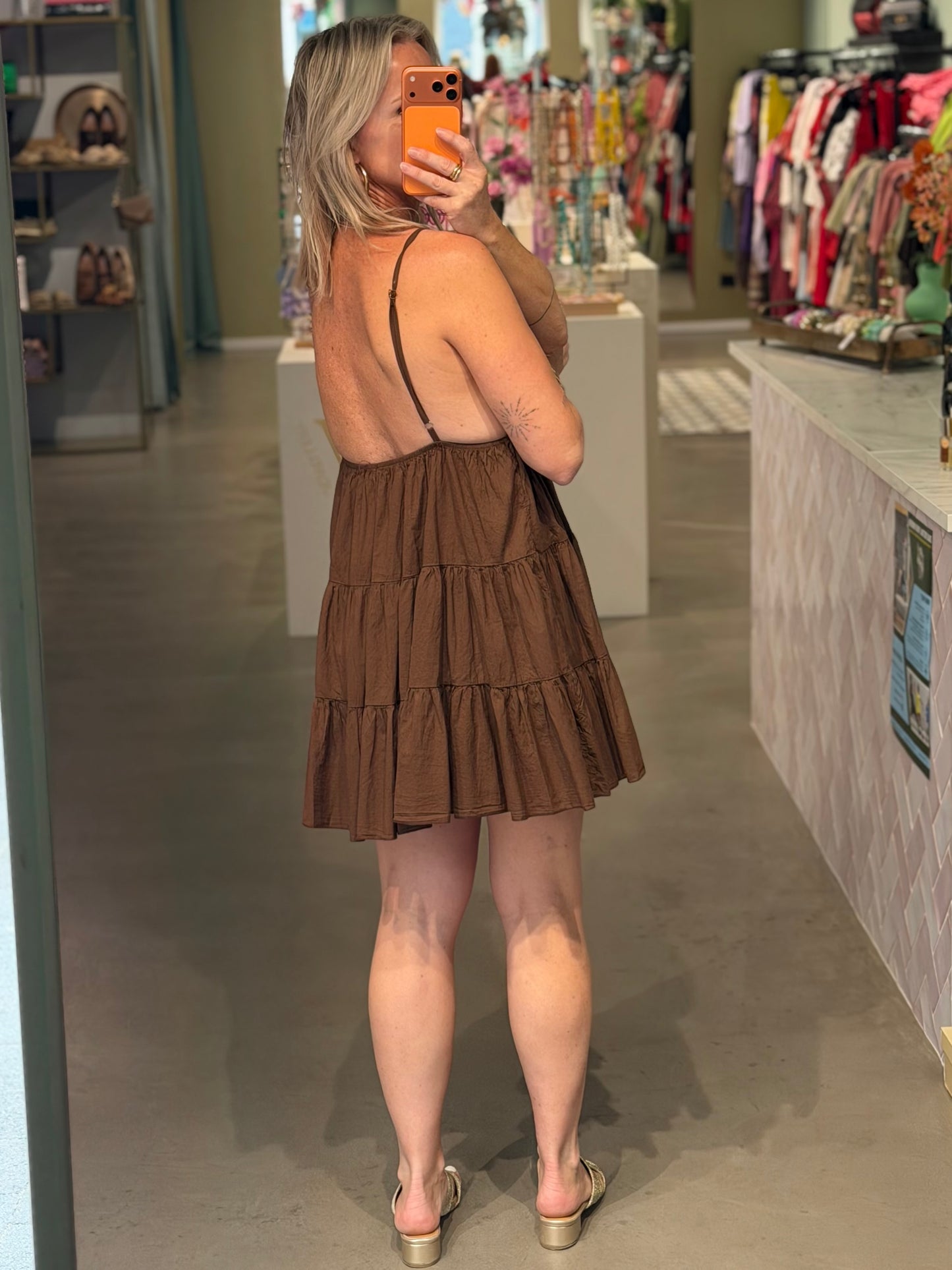 Cotton SUN Dress kort bruin