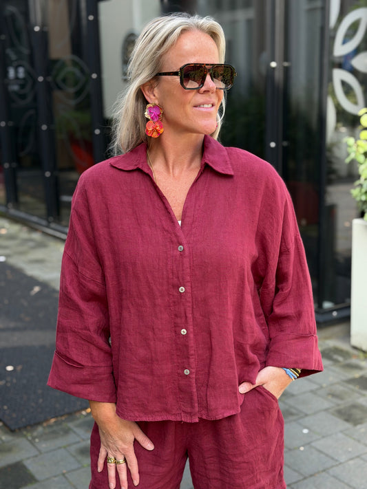 Linnen blouse Linda Bordeaux