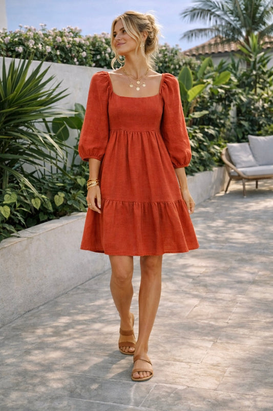 linnen jurkje Nola brique