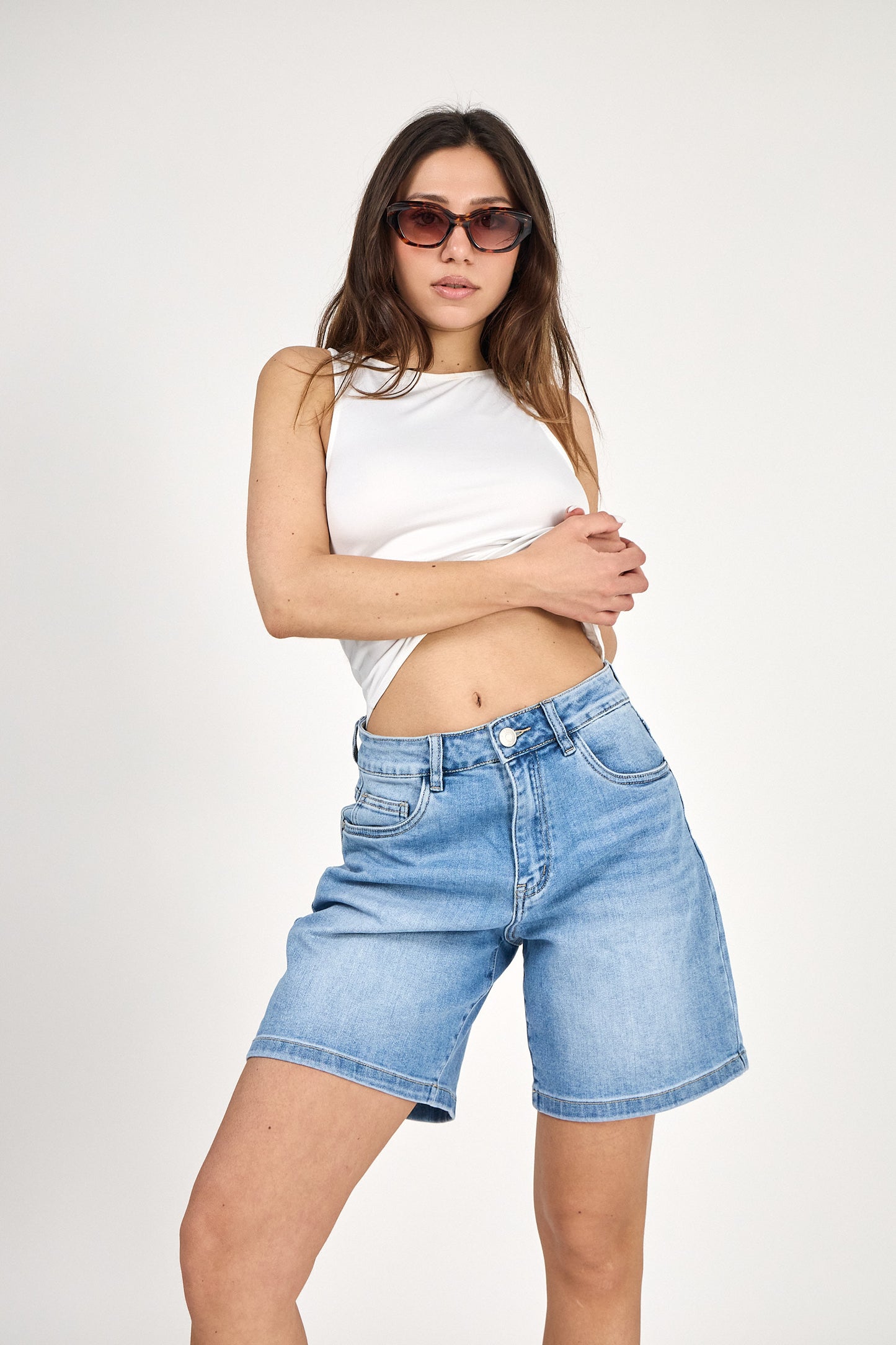 Denim short blauw
