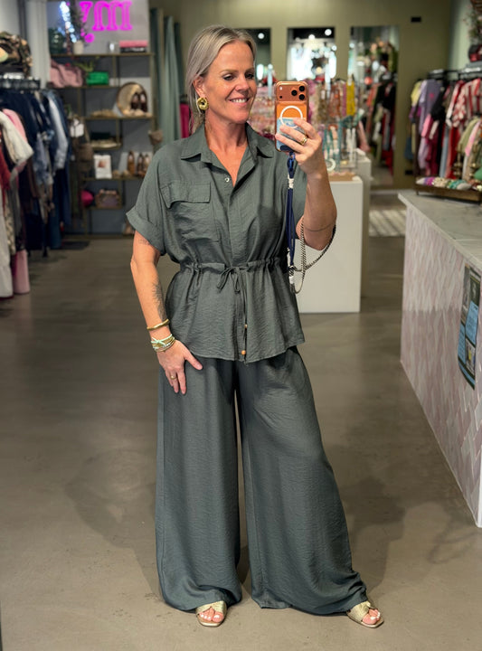 Co-ord set Kim khaki/wasabi
