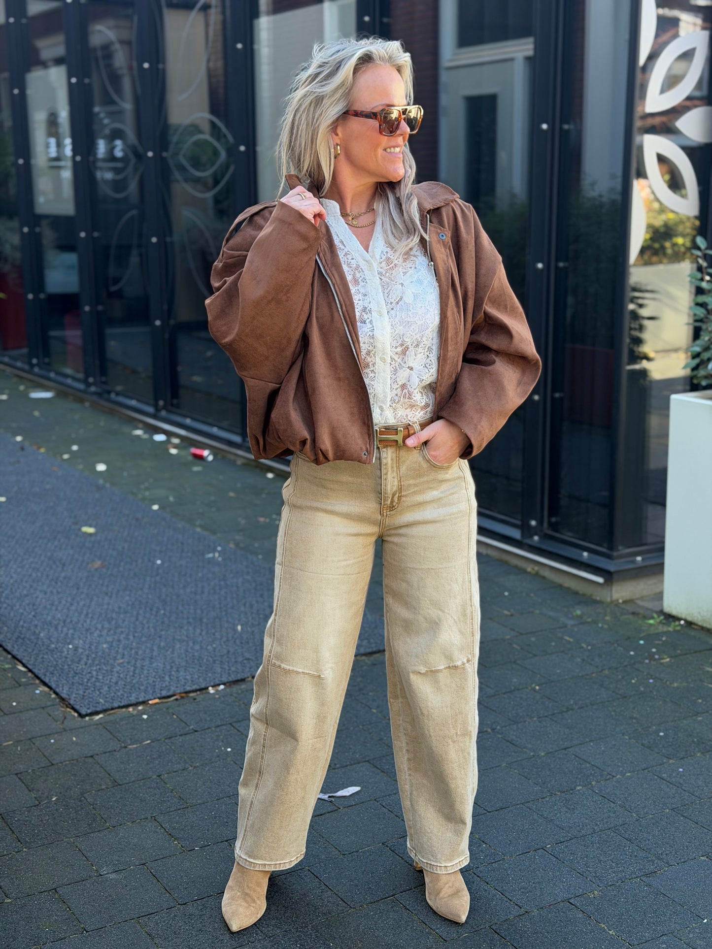 Kanten Volant blouse wit
