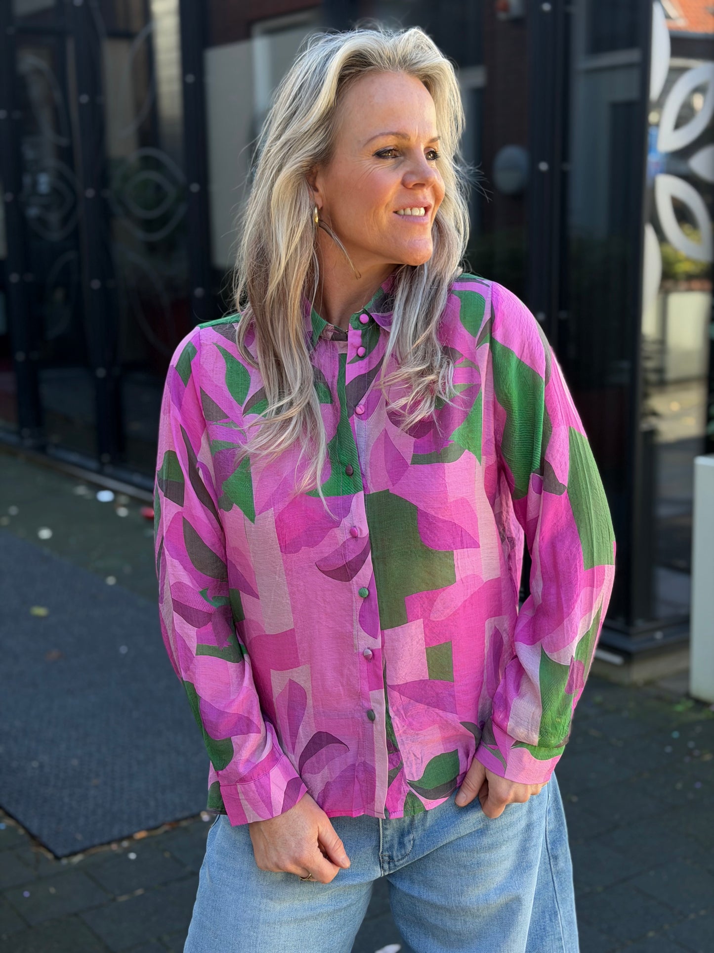Viscose blouse roses