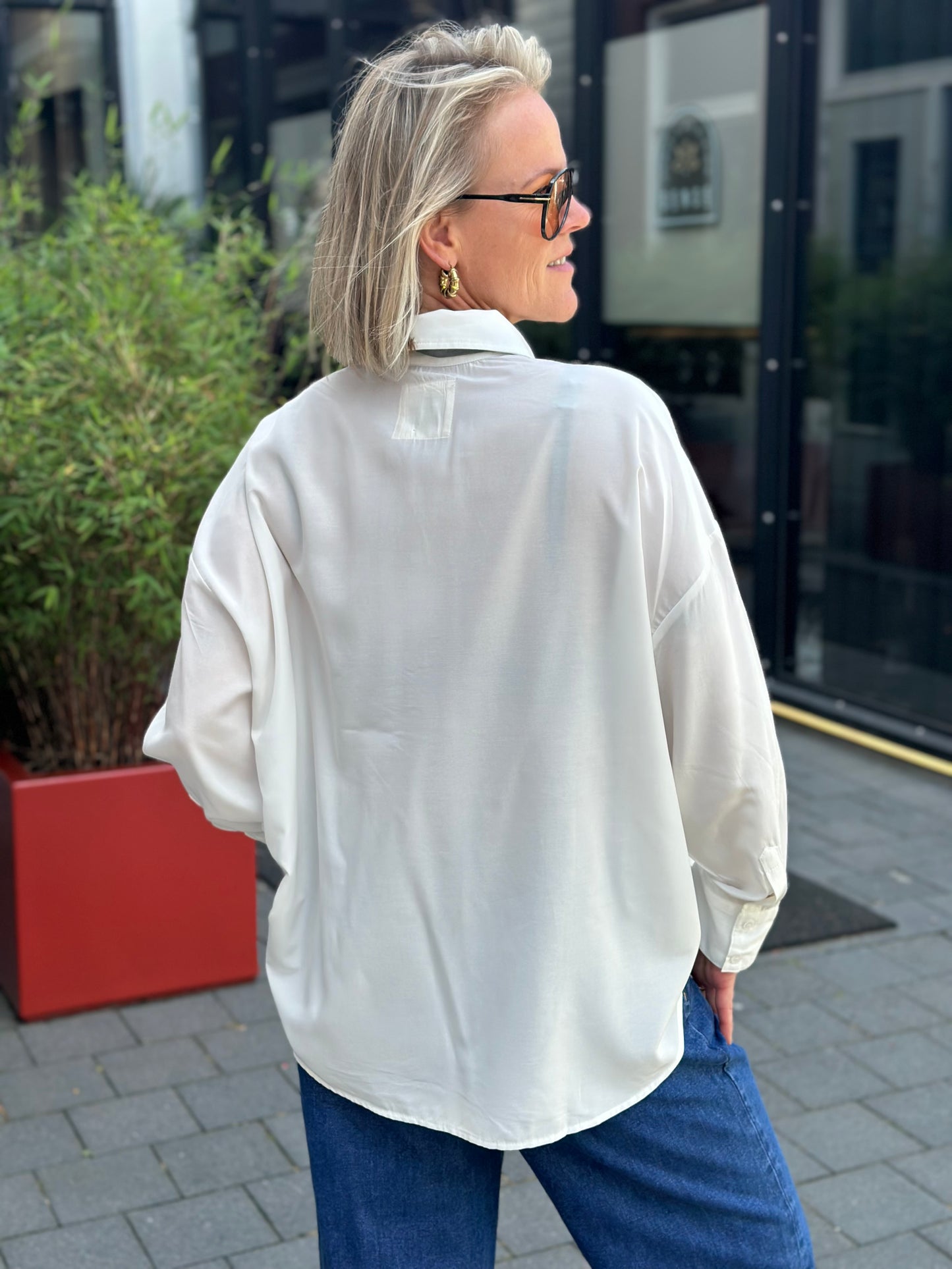 Blouse met strop das off White