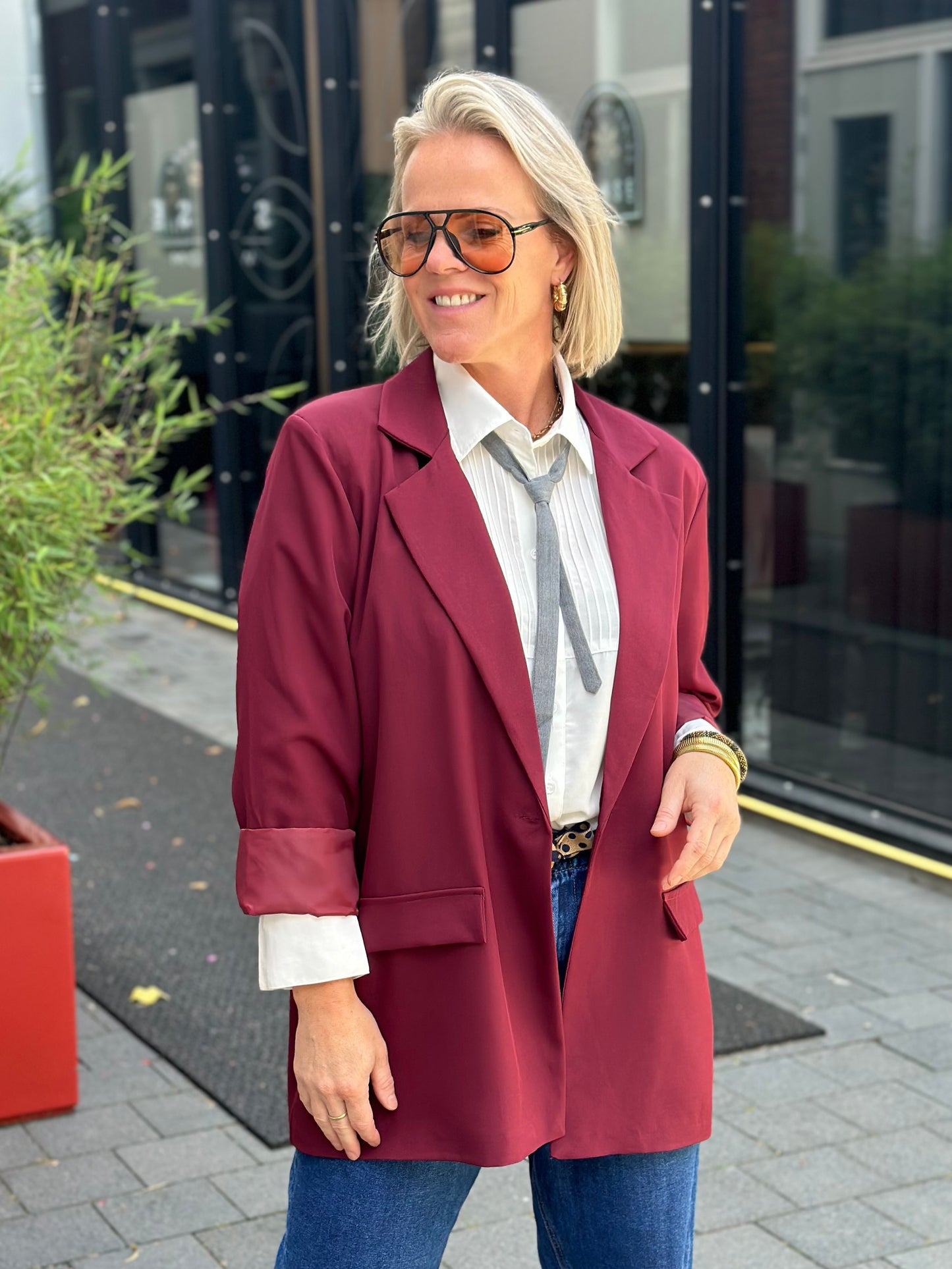 Blouse met strop das off White