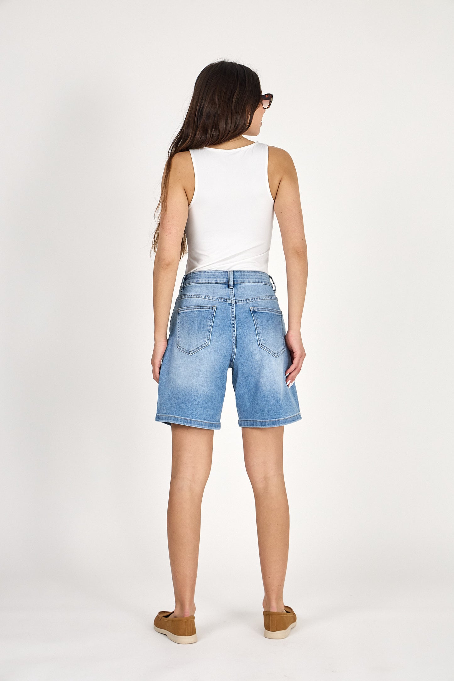 Denim short blauw