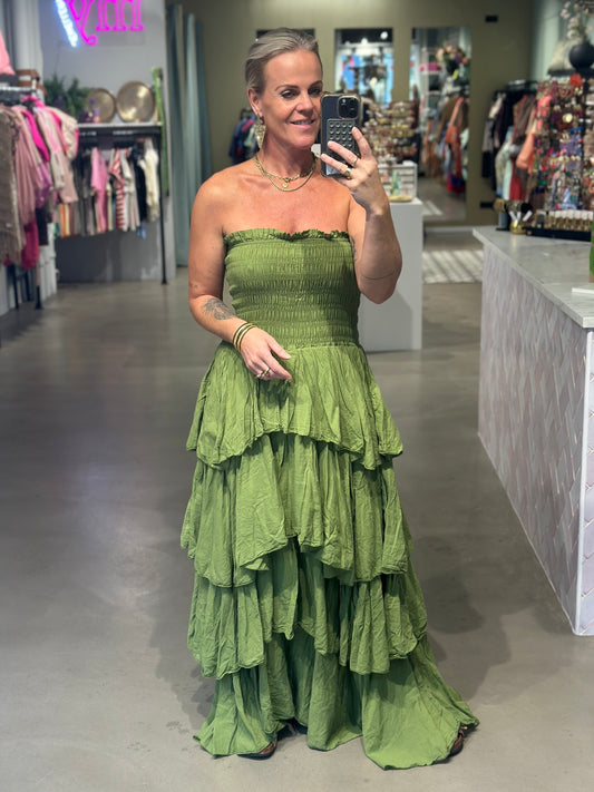 Strapless Dress moss groen
