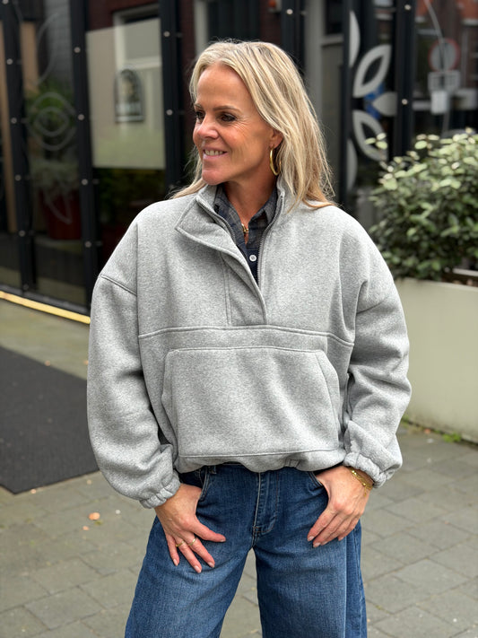 Zipper sweater grijs melee