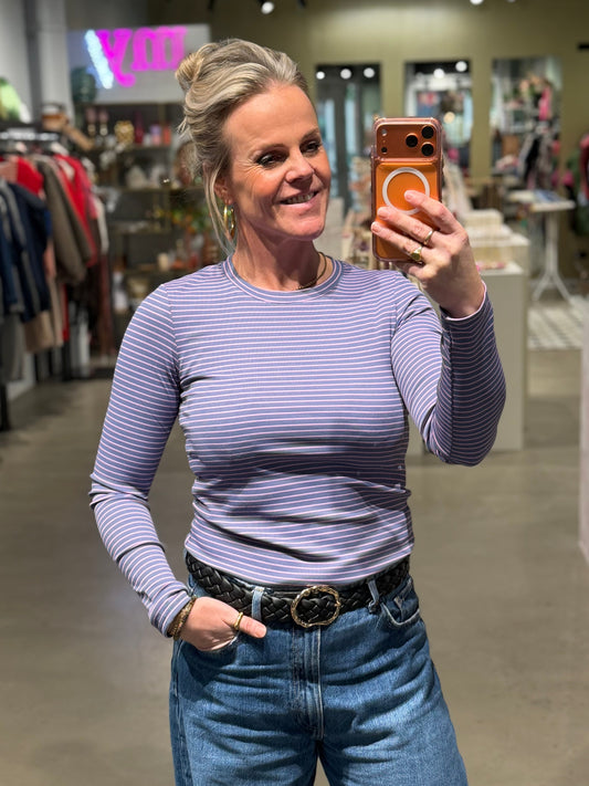 Longsleeve stripe paars-roze