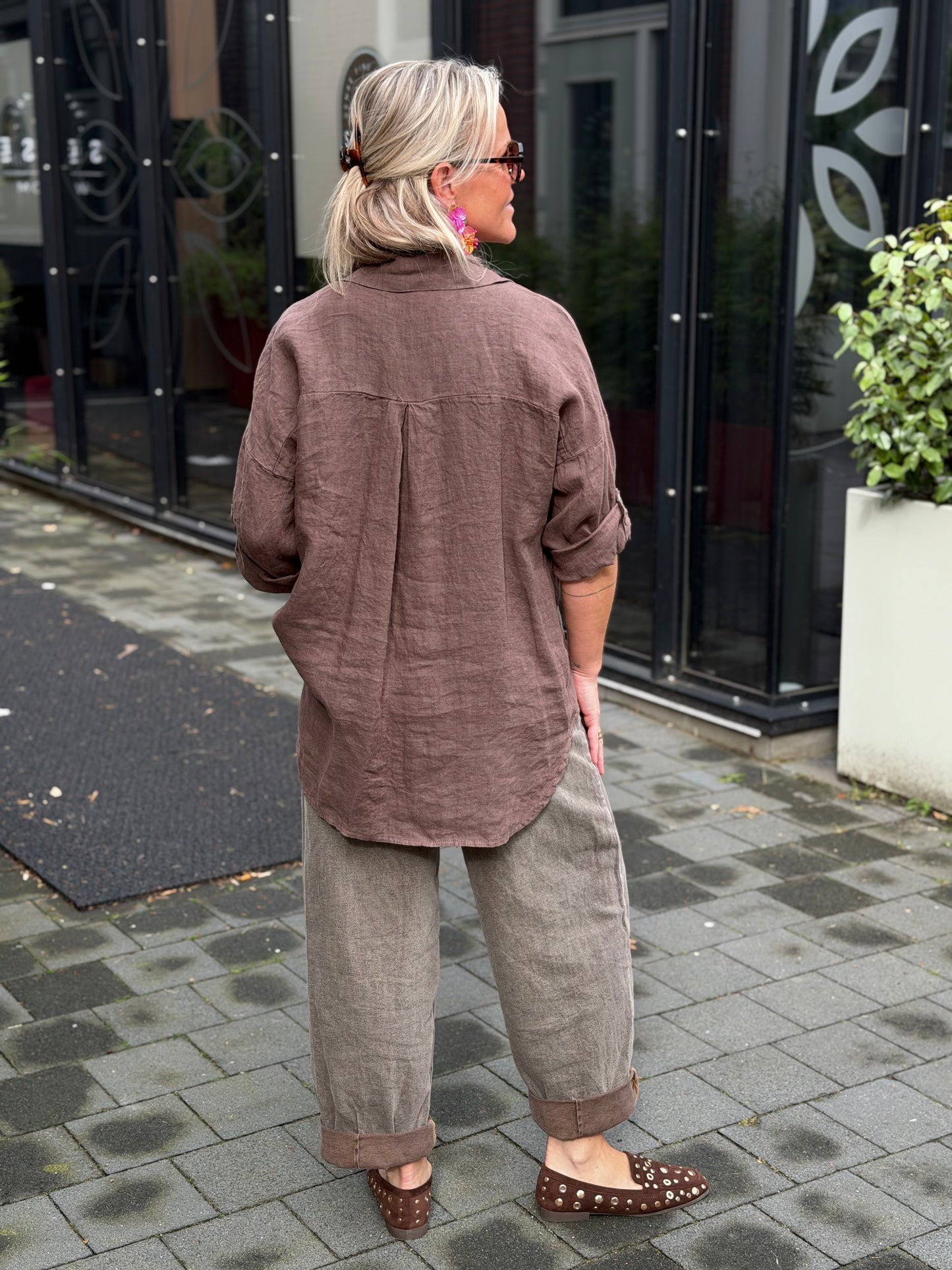 Linnen blouse kimmie bruin