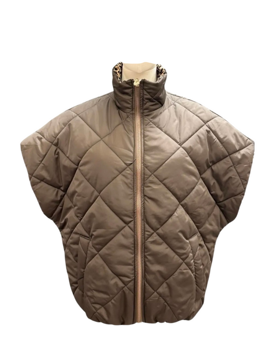 Padded bodywarmer dubbelzijdig Leopard bruin