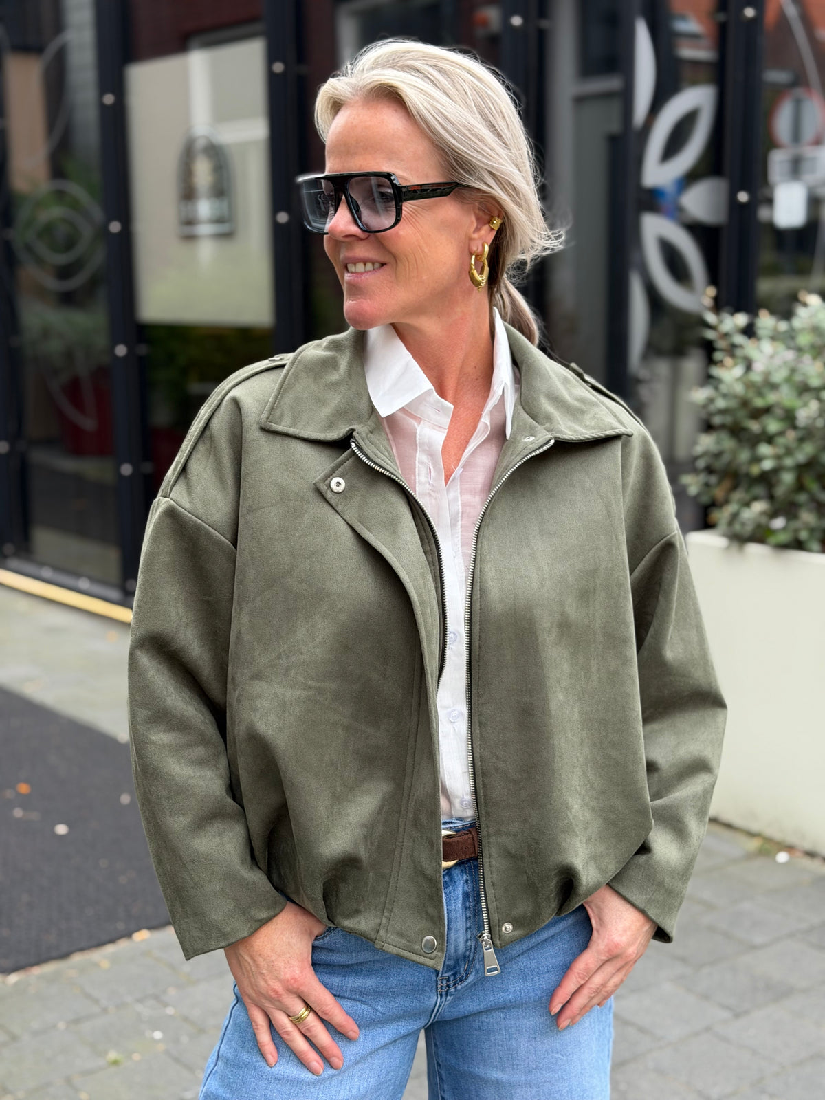 Suedine jacket khaki