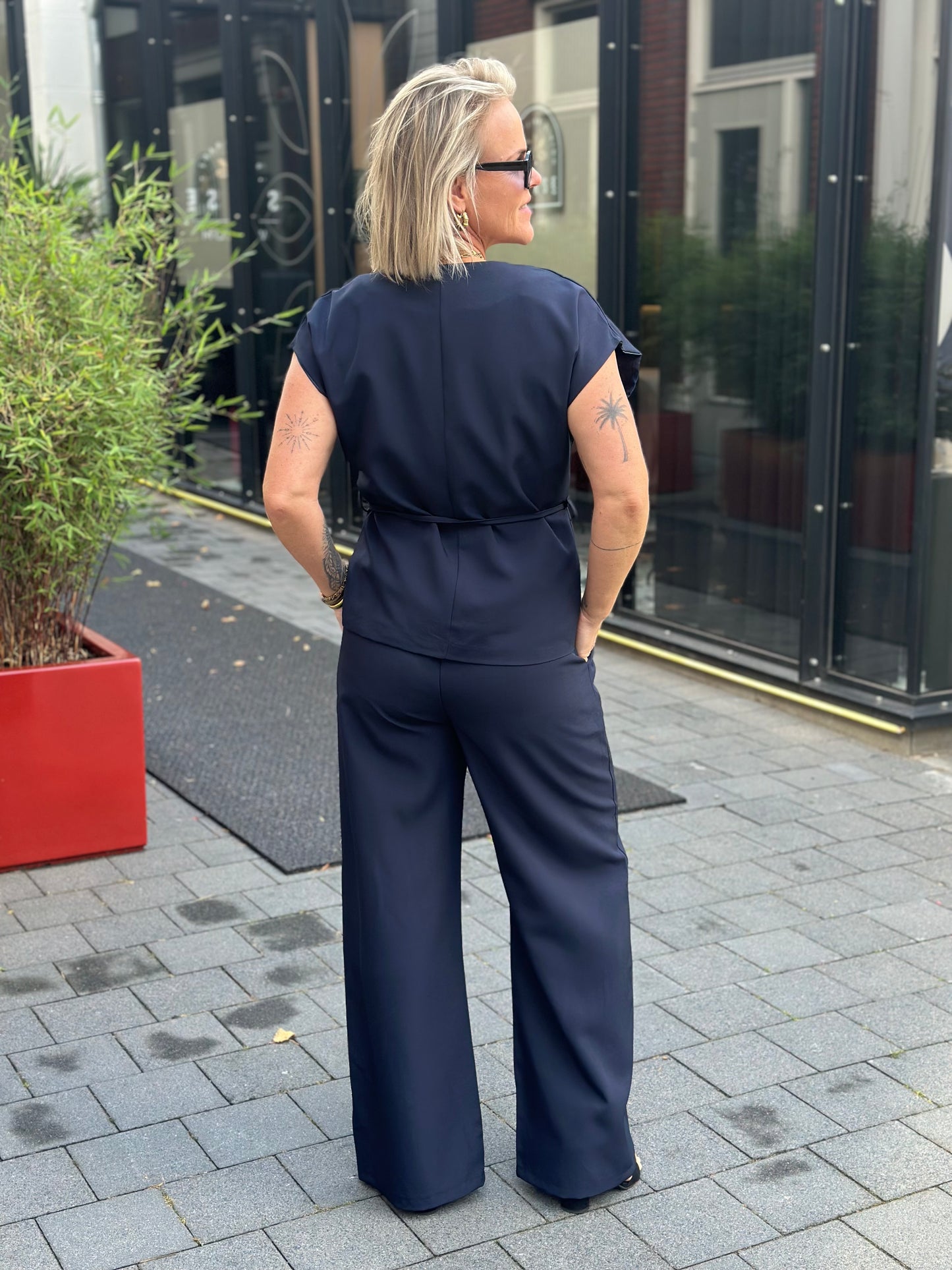Tweedelige set broek en gilet Navy