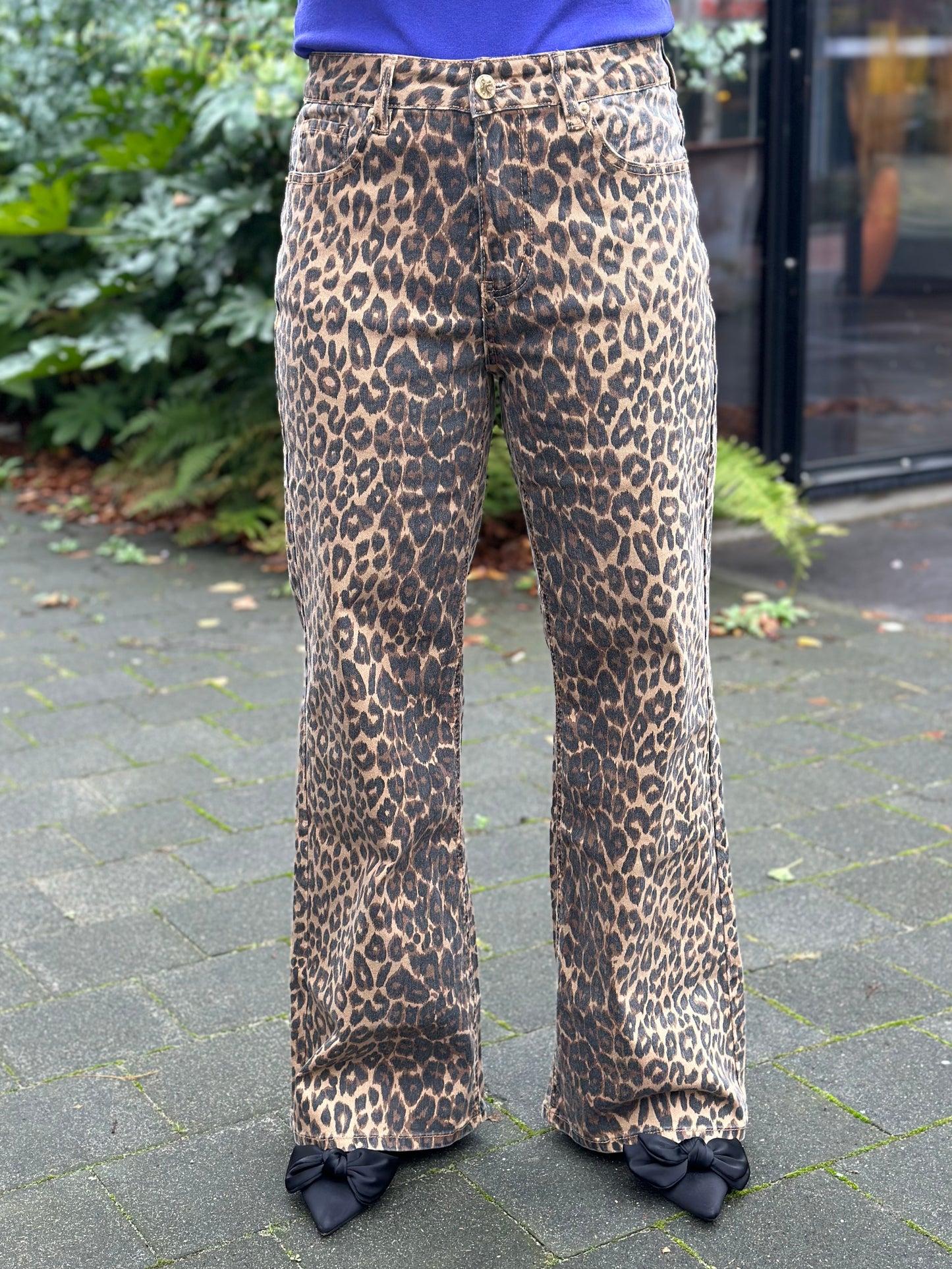 Leopard jeans wide leg