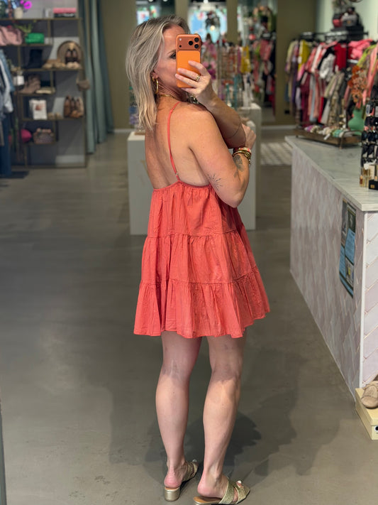 Cotton SUN Dress kort terracotta