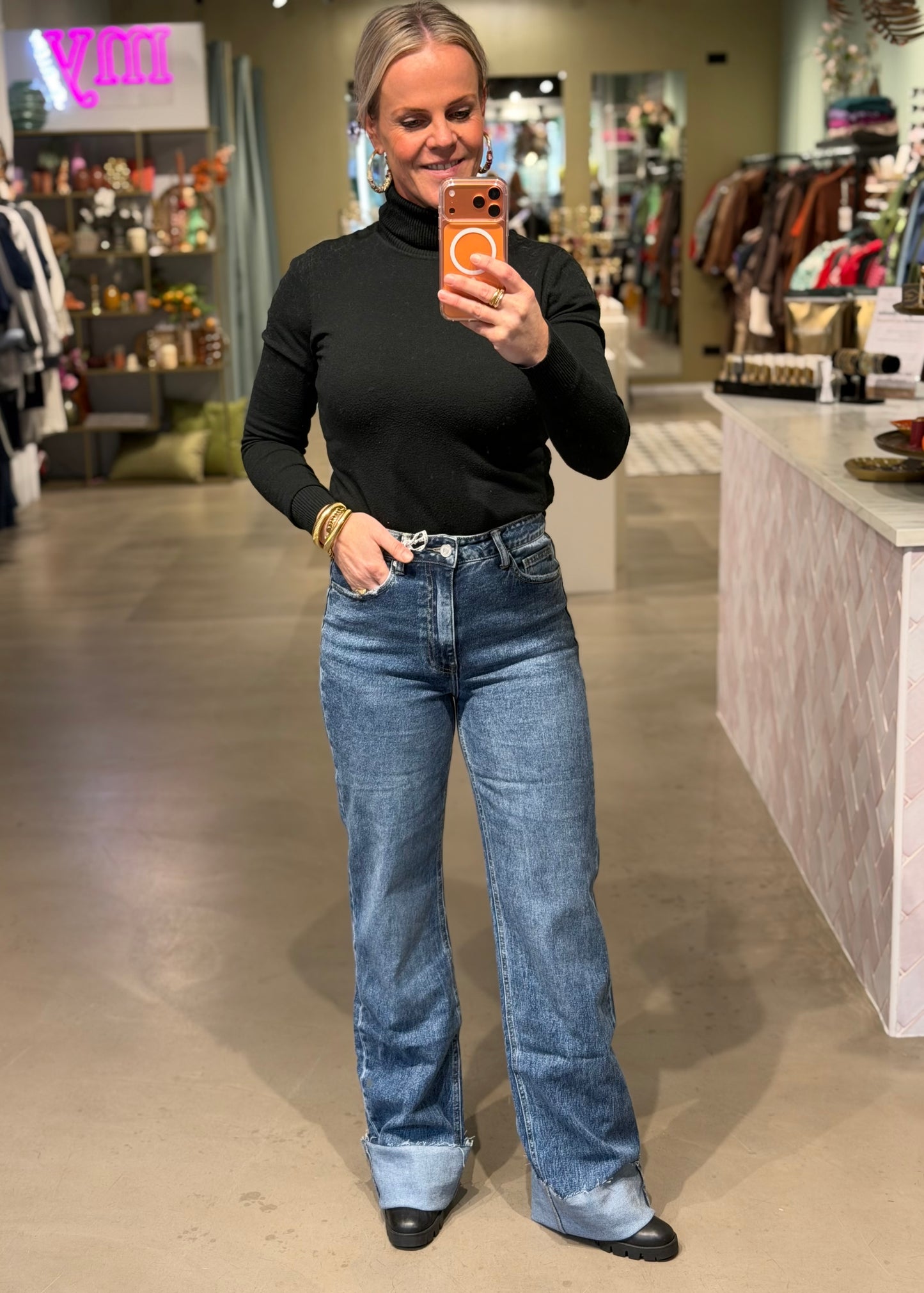 Queen Hearts - extra Tall wide leg jeans donker blauw