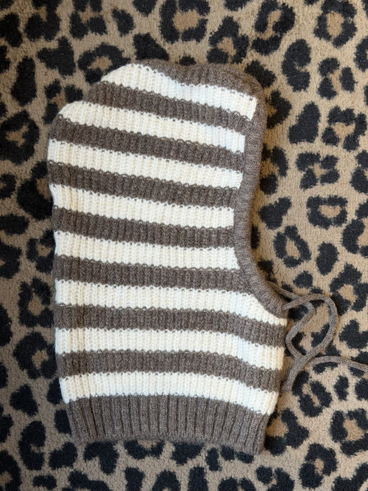 Cagoule hoodiecol streep Brown -beige