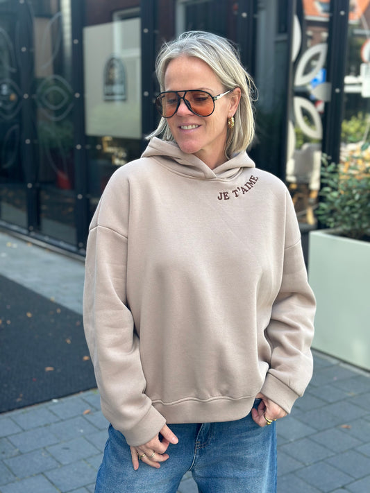 hoodie sweater Je t’aime beige