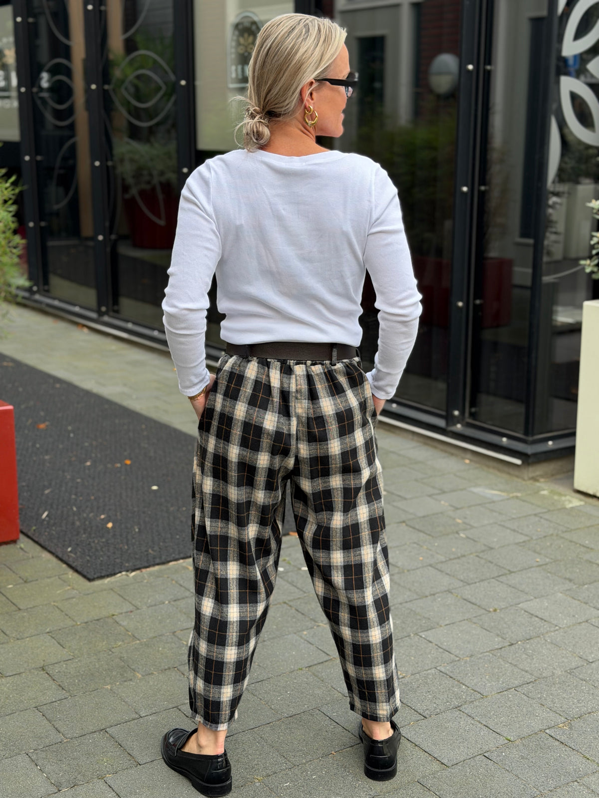 Flanel ruit broek zwart