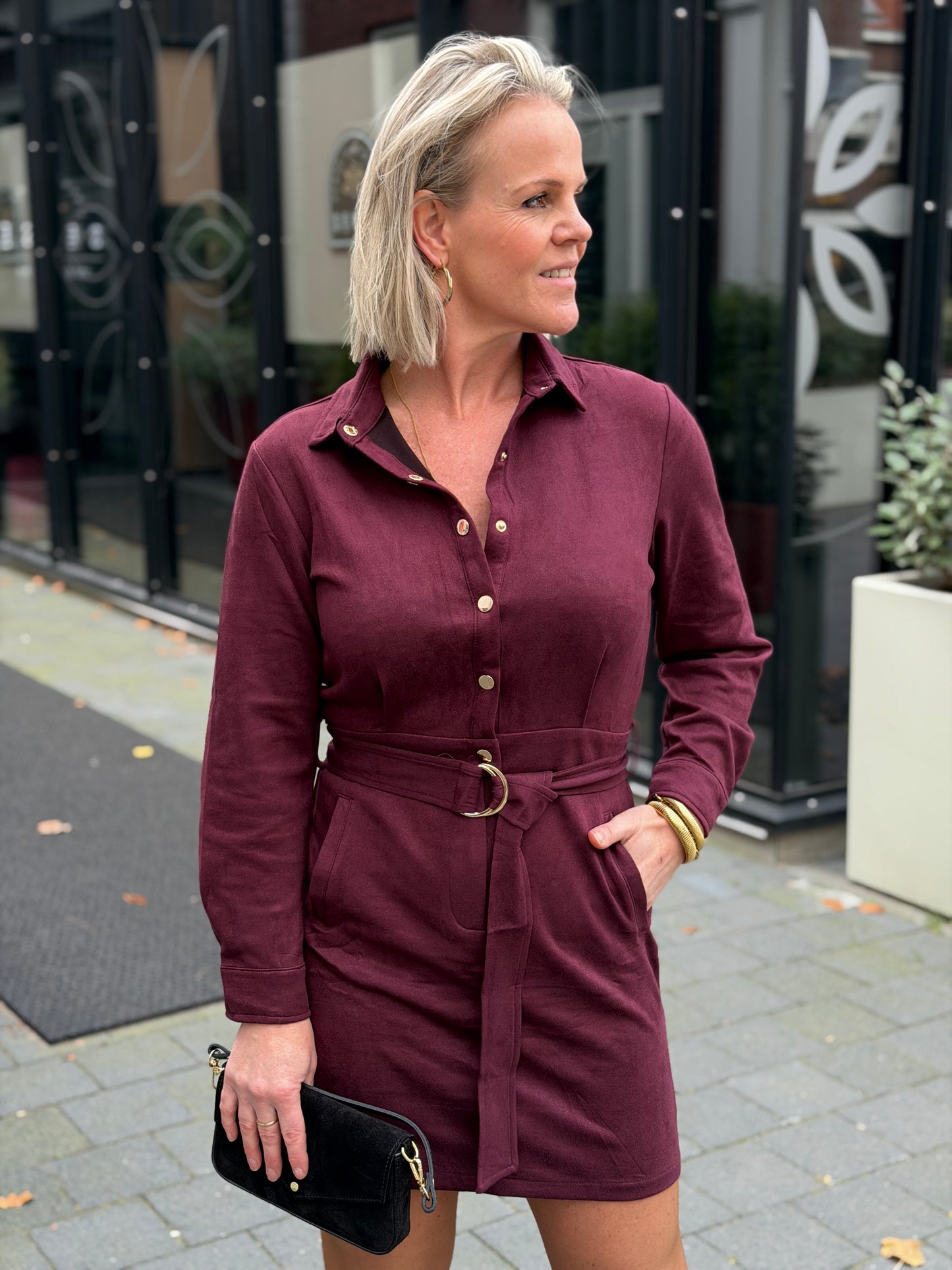 Kort jurkje suedine Bordeaux