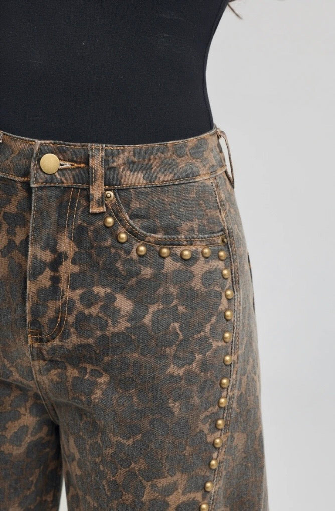 Barrel Jeans studs leopard