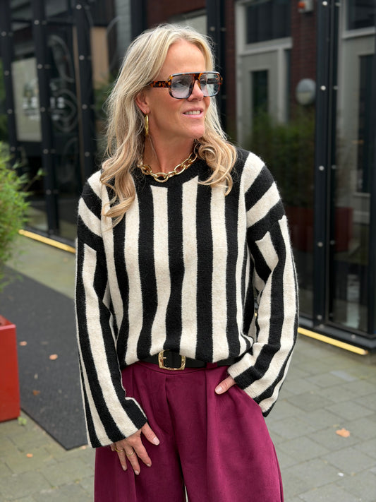 Stripe trui Black/white