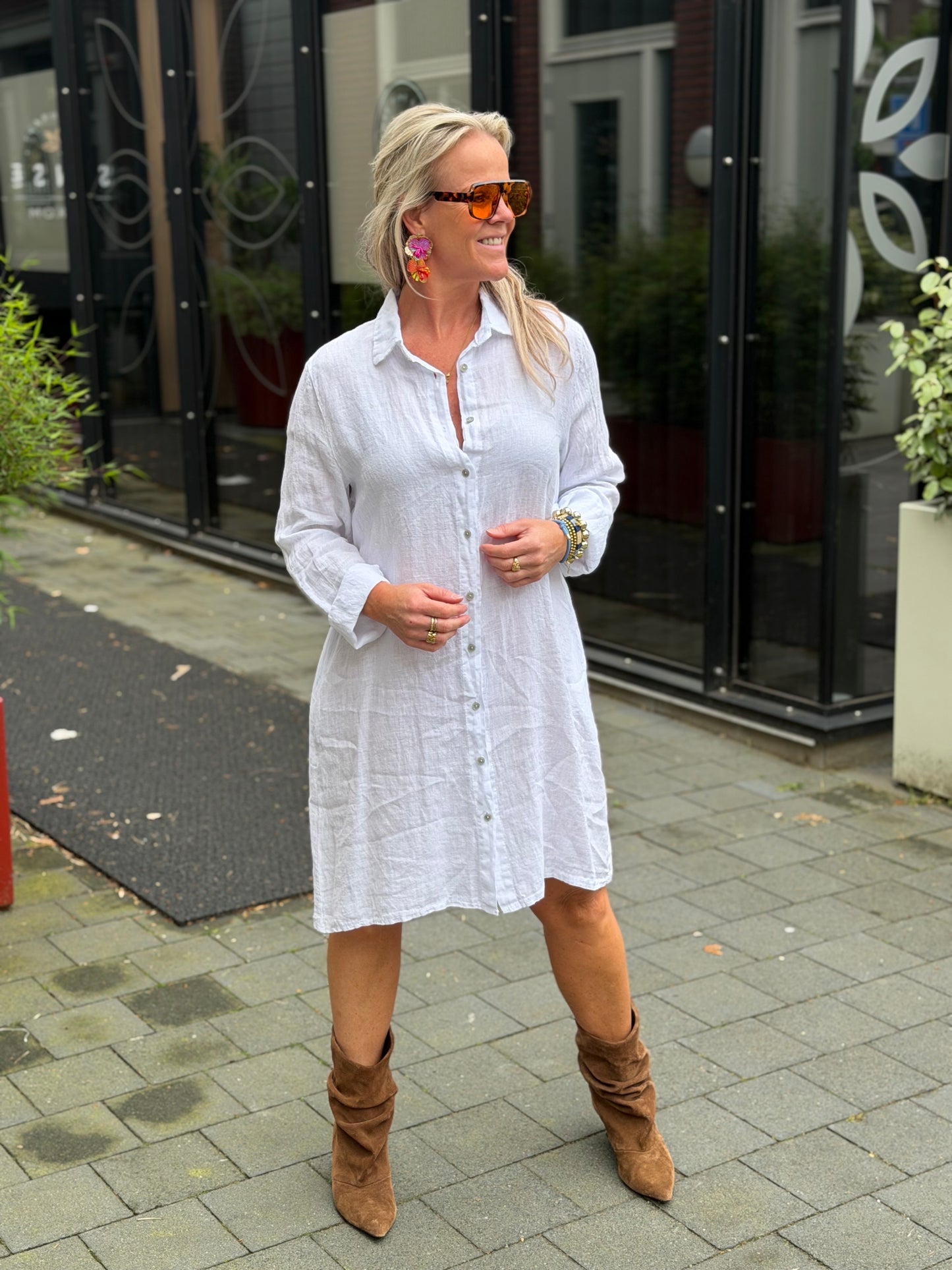 Linnen blouse jurk Lia wit