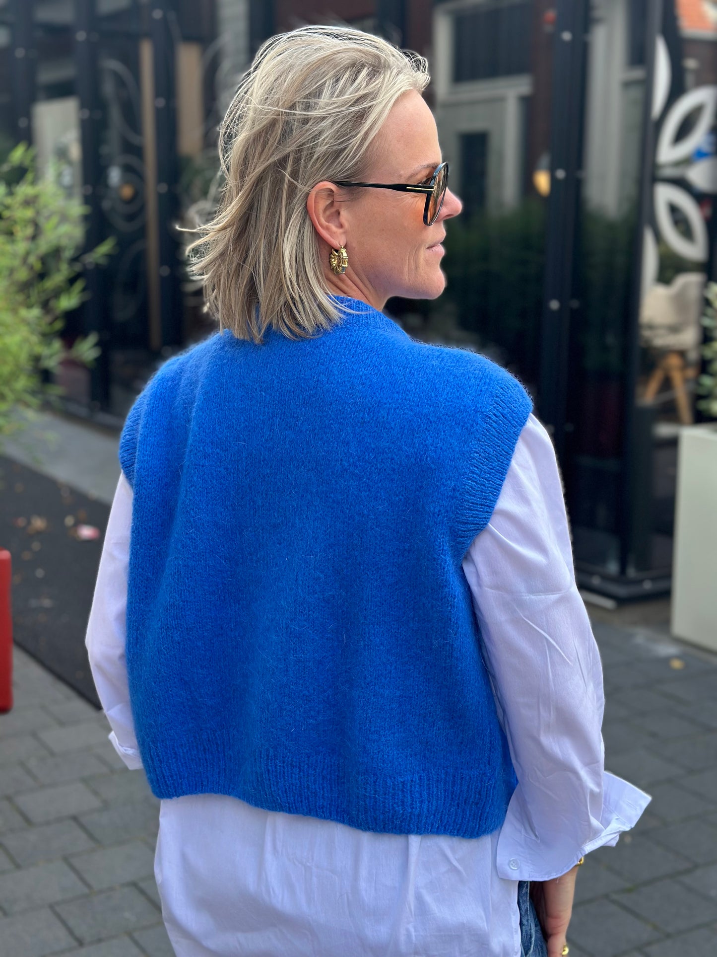 Mohair mix sleevless vest blauw