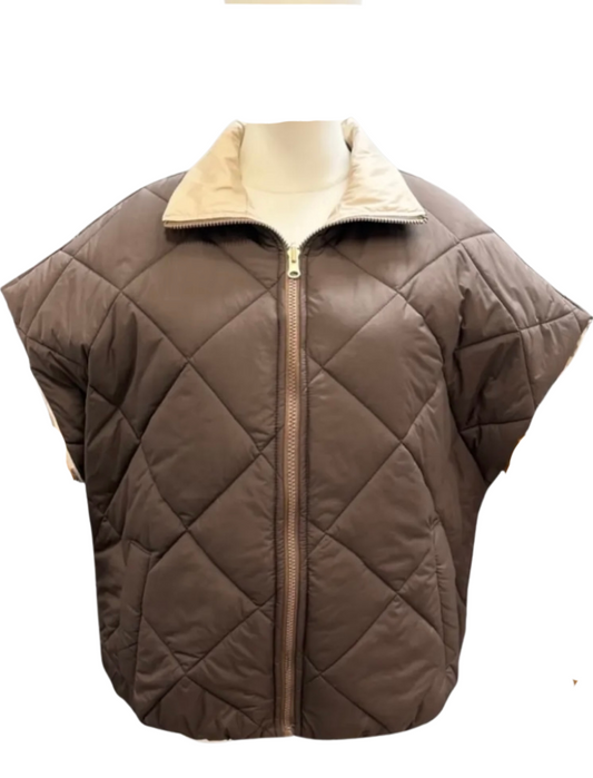 Padded bodywarmer dubbelzijdig bruin