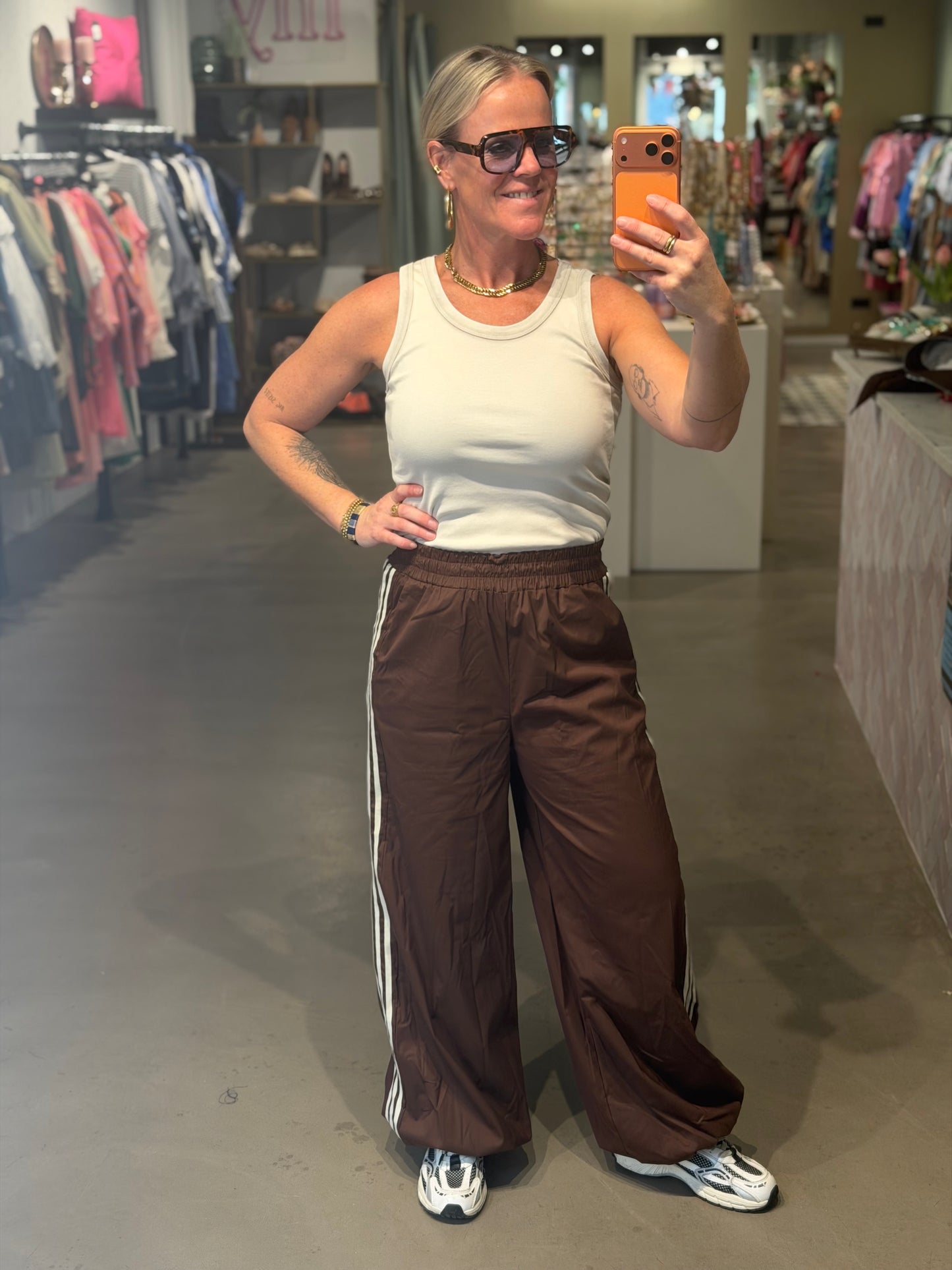 Retro trainingsbroek bruin