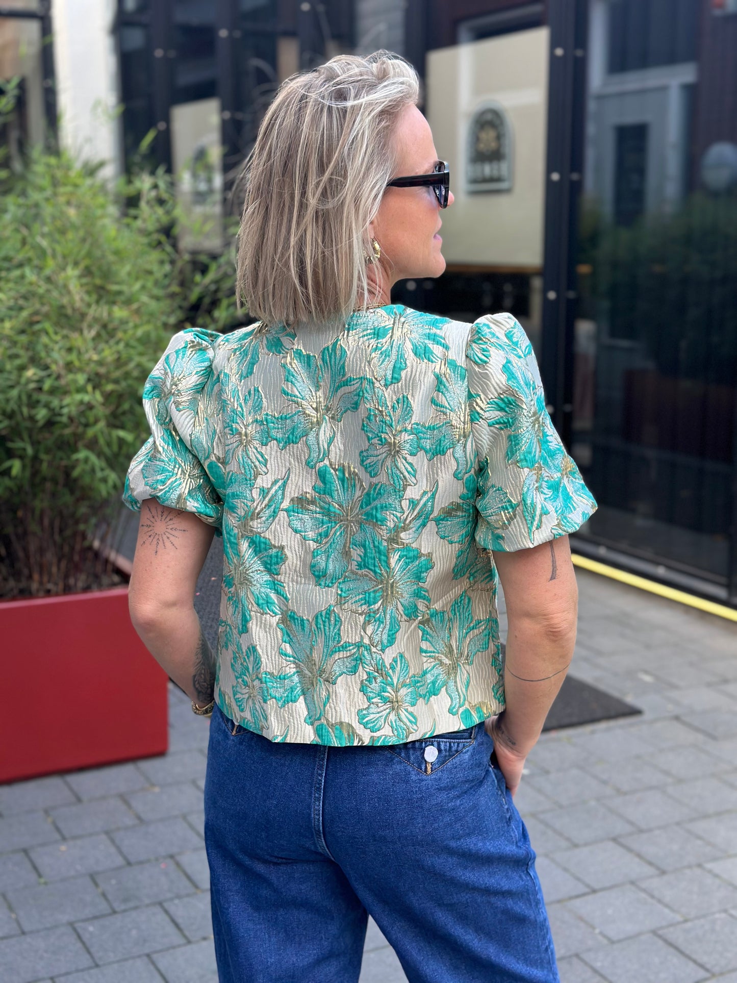 Jacquard blazer aqua