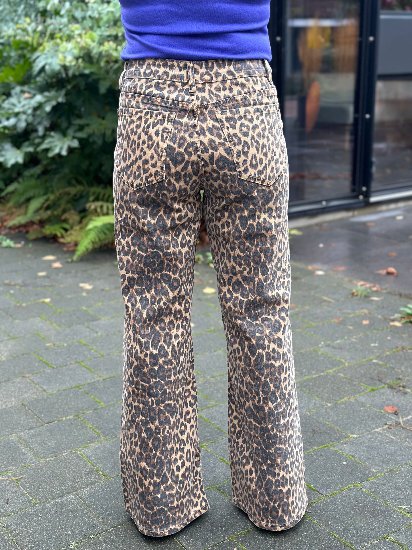 Leopard jeans wide leg