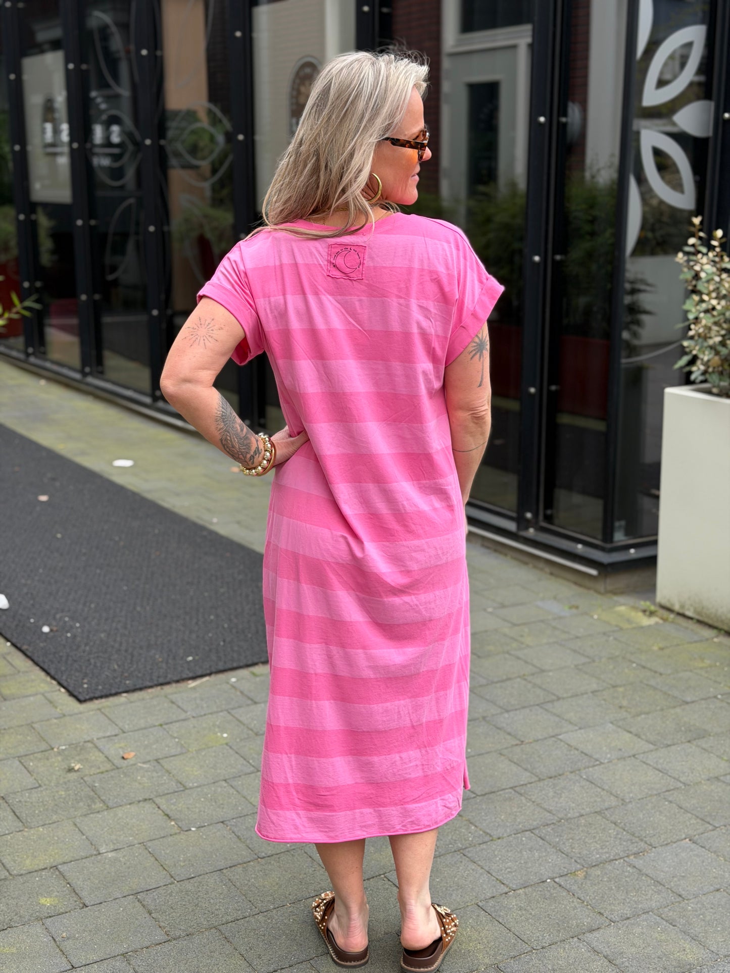 T-shirt Dress Moon stripe fuchsia/pink