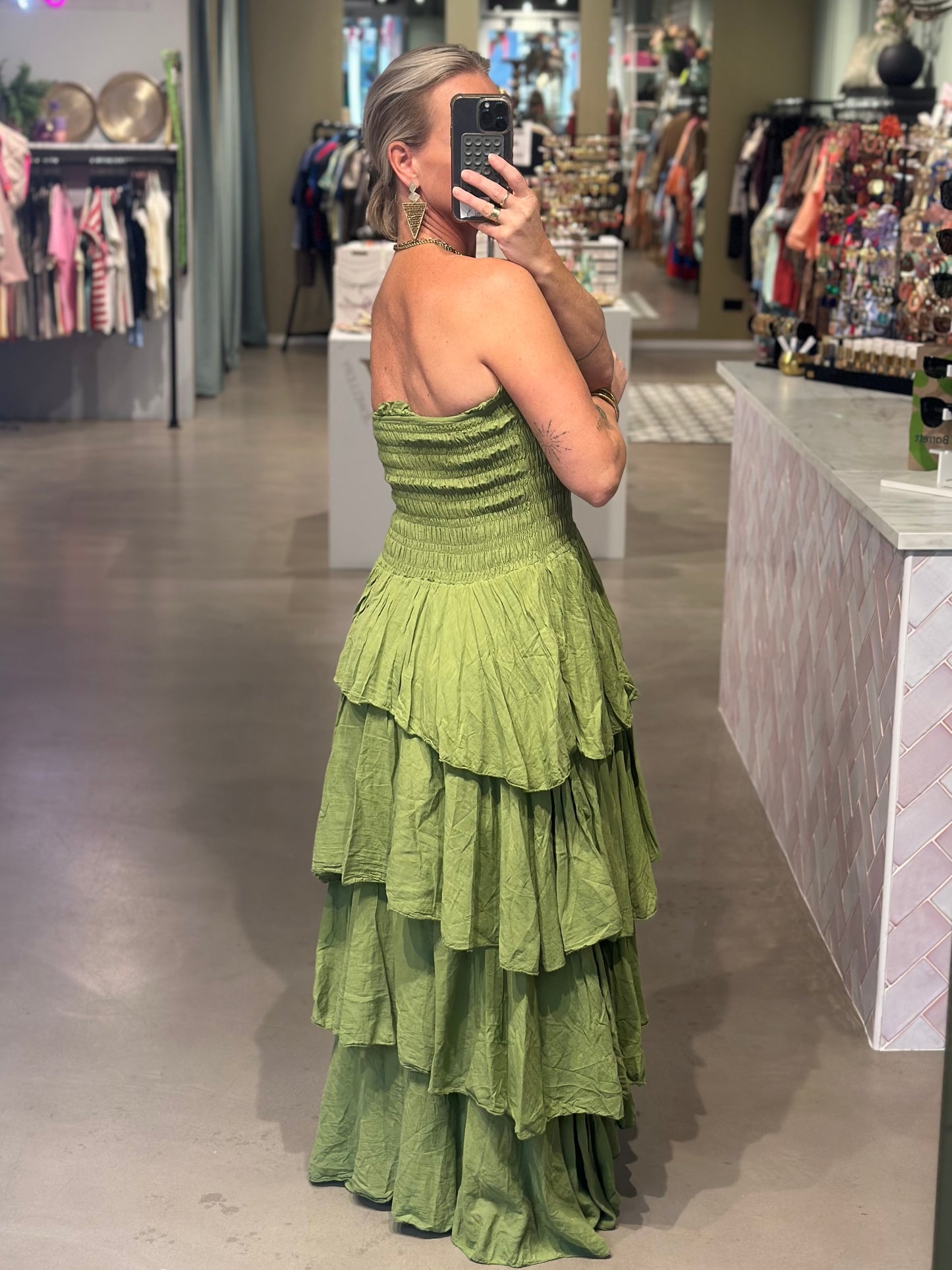 Strapless Dress moss groen