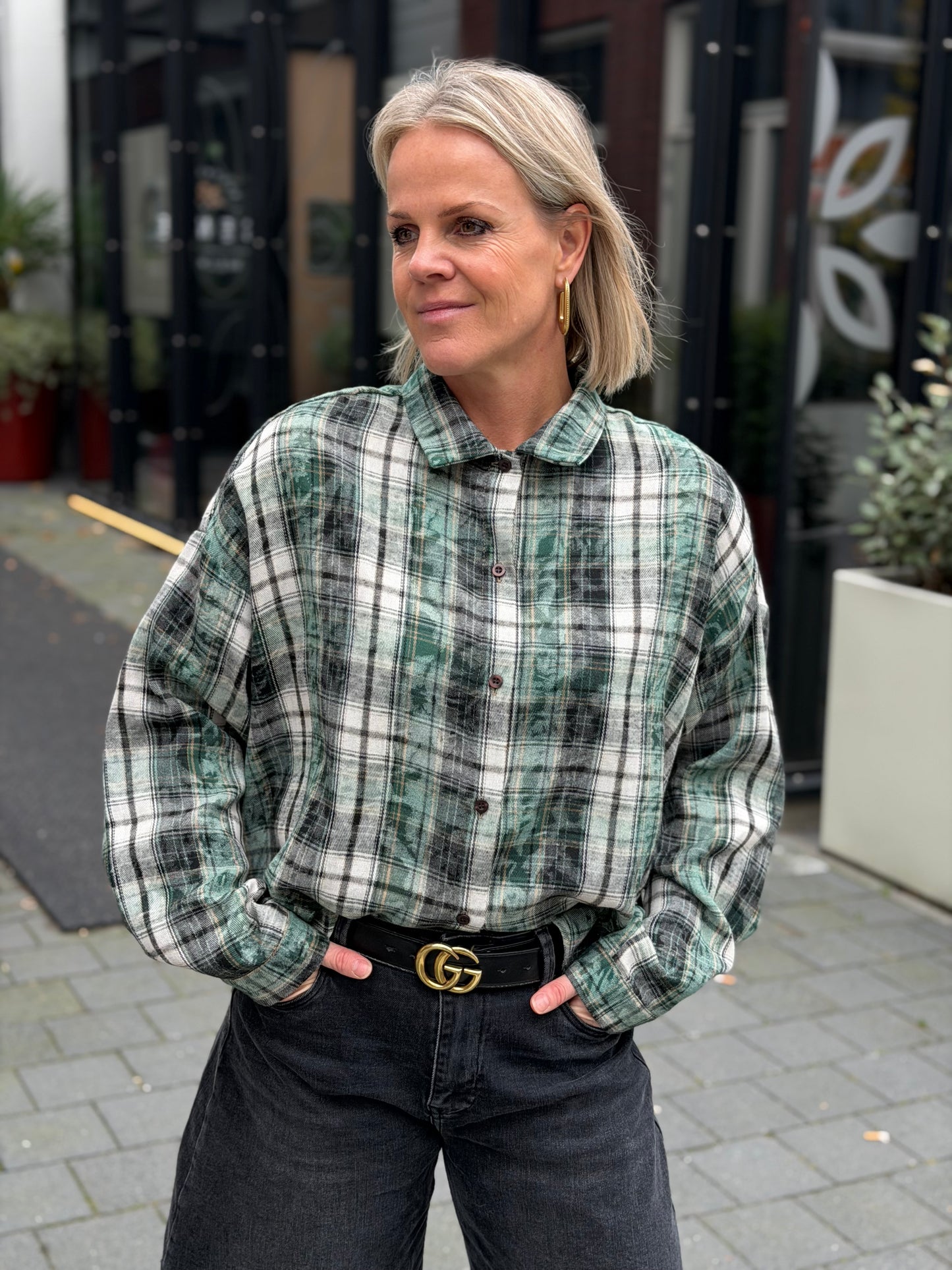 Geruite blouse groen