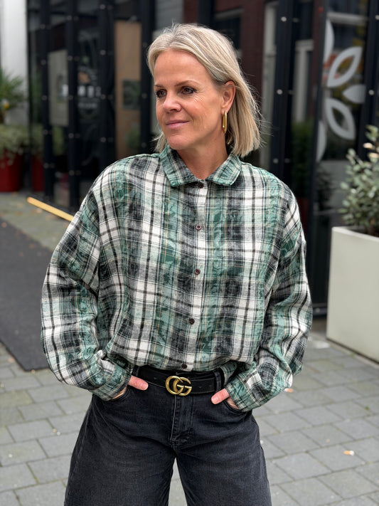 Geruite blouse groen