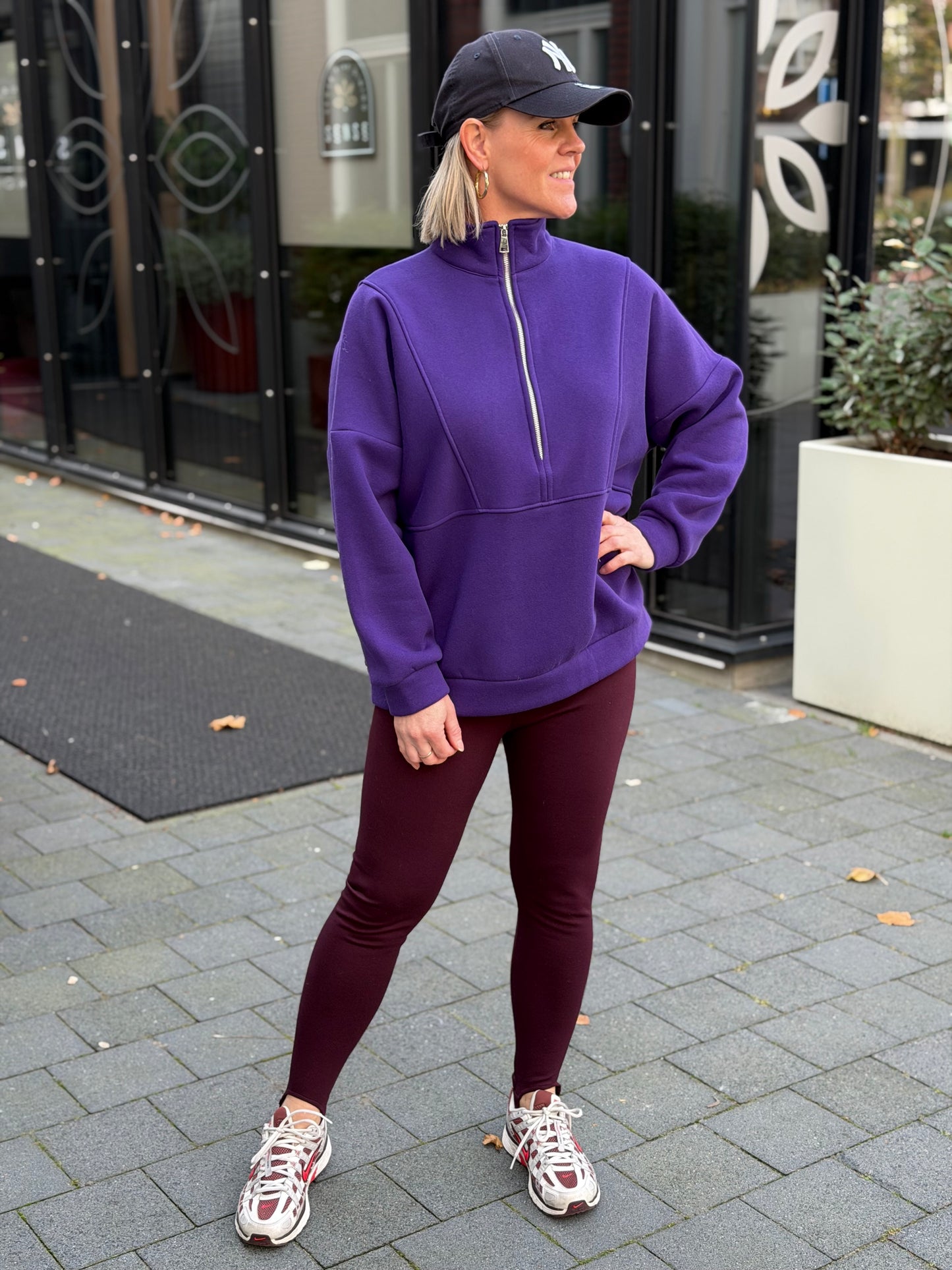 Zipper sweater paars