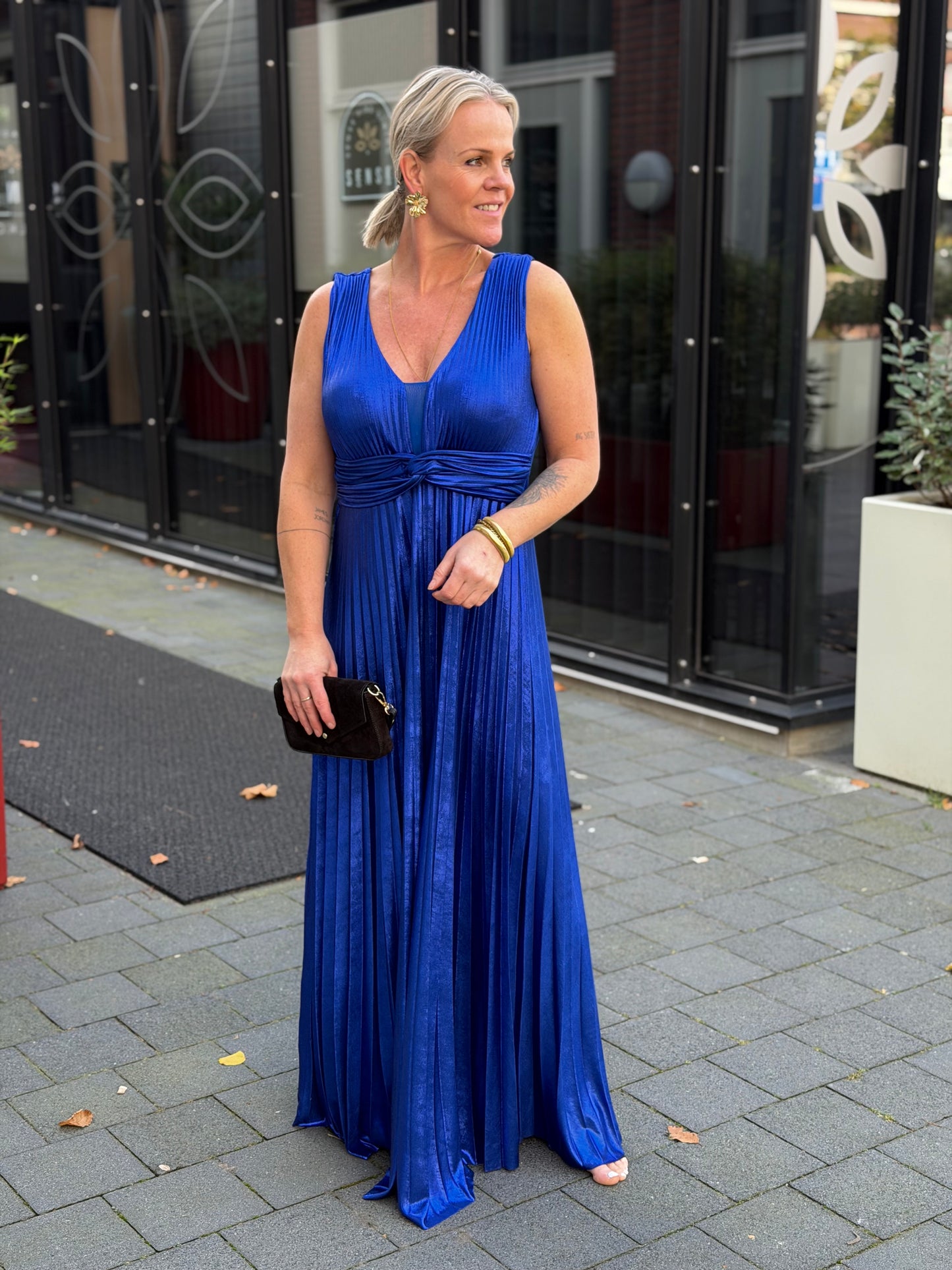 Glam plissé dress kobalt