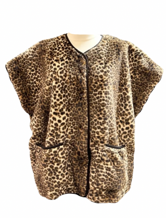 Furry oversized bodywarmer Leopard