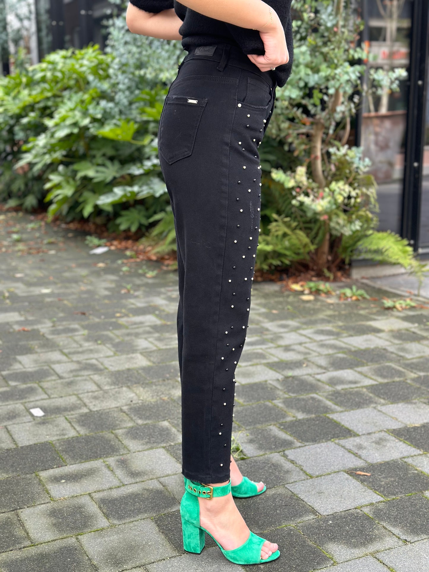 Jeans met studs zwart