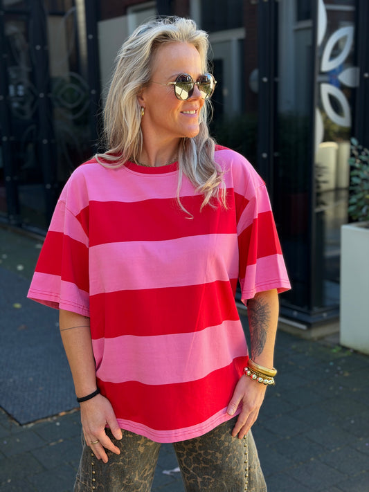 Oversized Tshirt block pink/red