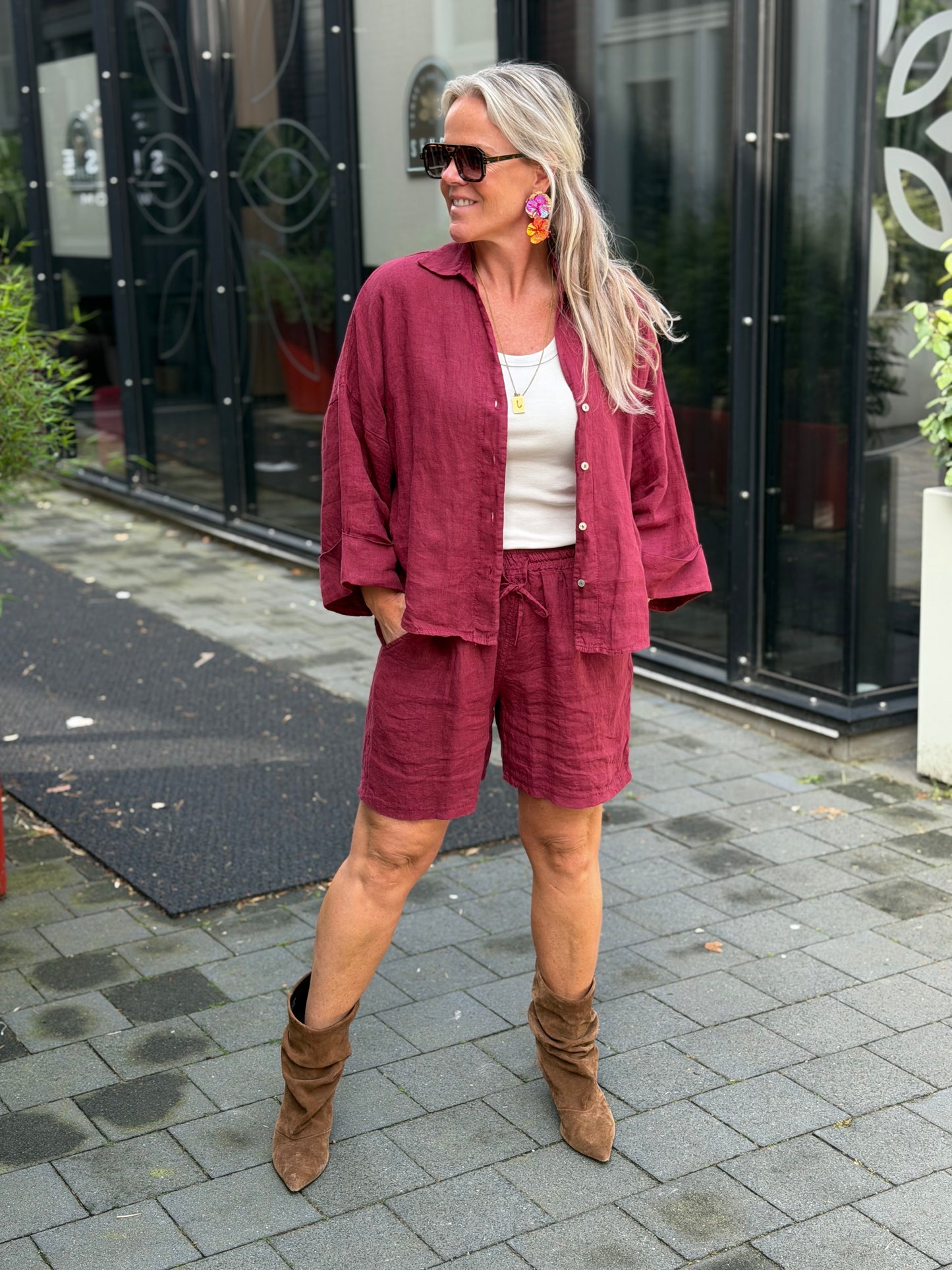 Linnen short Bordeaux