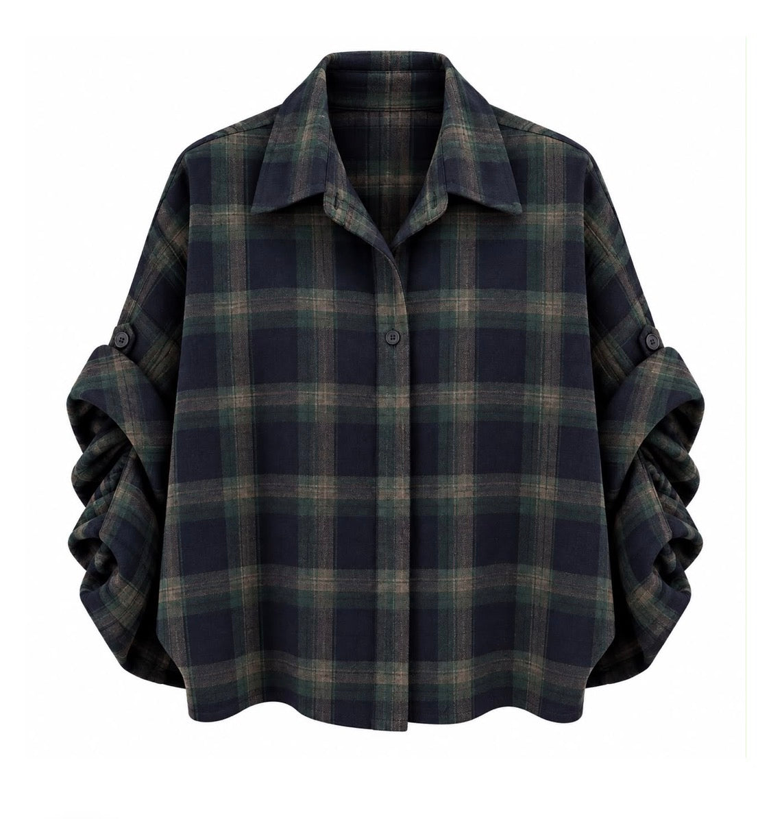 Flanel ruit blouse Dion Navy/groen