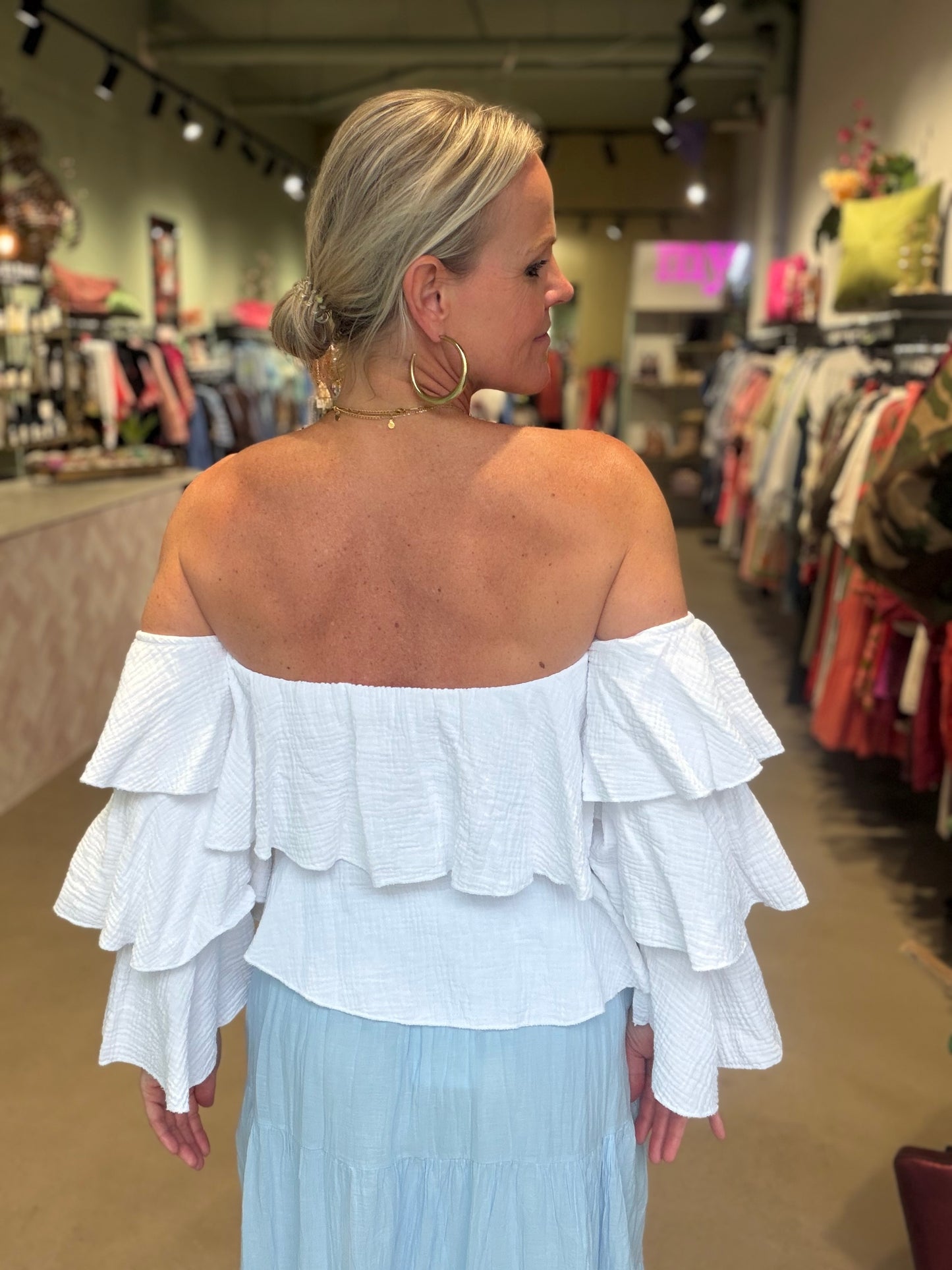 Wafel top strapless wit