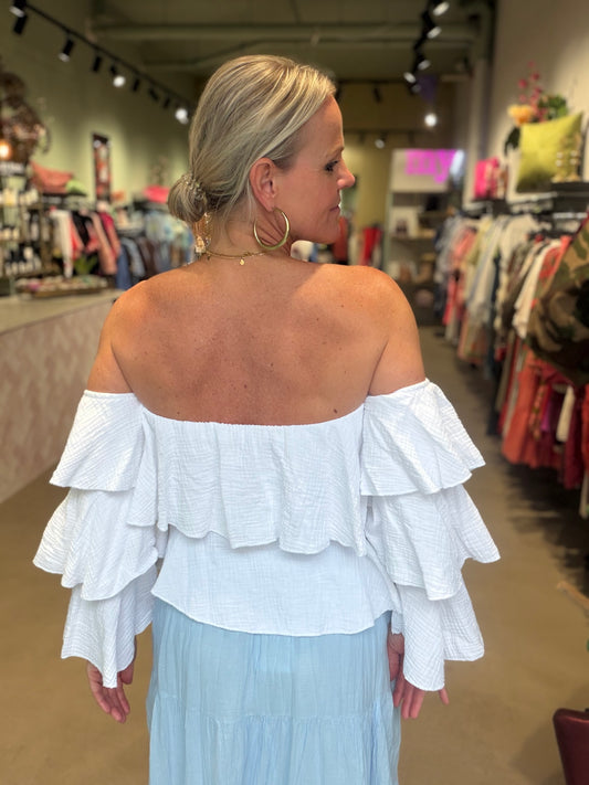 Wafel top strapless wit