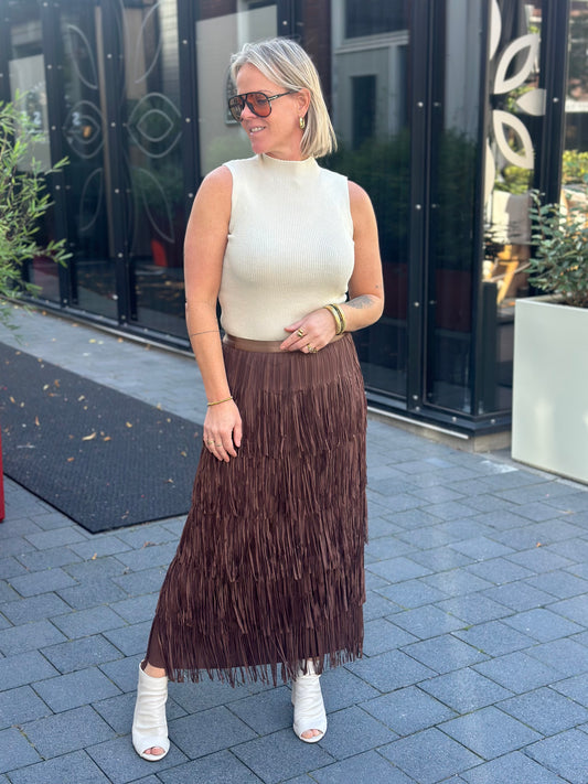 Fringes rok bruin